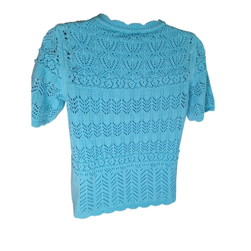 Talbots Women Knit sweater Turquoise Lined Sz SP - Picture 2 of 5